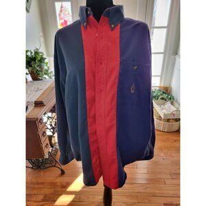 Bugle Boy Vintage 90s Red/Blue/Green Color Block Button Up Shirt L Preppy Retro